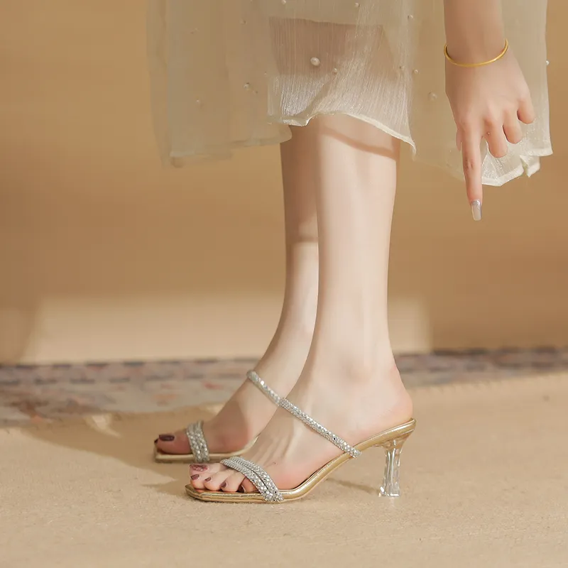 TATAYA Rubber Sole Rhinestone Abrasion Resistant Slide Slippers Women's-8
