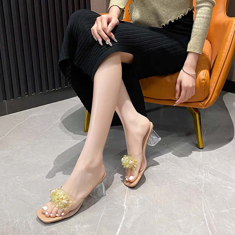 TATAYA Rubber Sole Abrasion Resistant Slide Slippers Women's Champagne-3