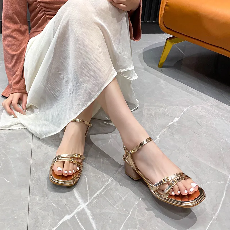 TATAYA One Strap Sandals Women's Gold-4