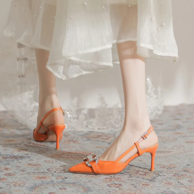 TATAYA High Heels Women's White, Orange-14