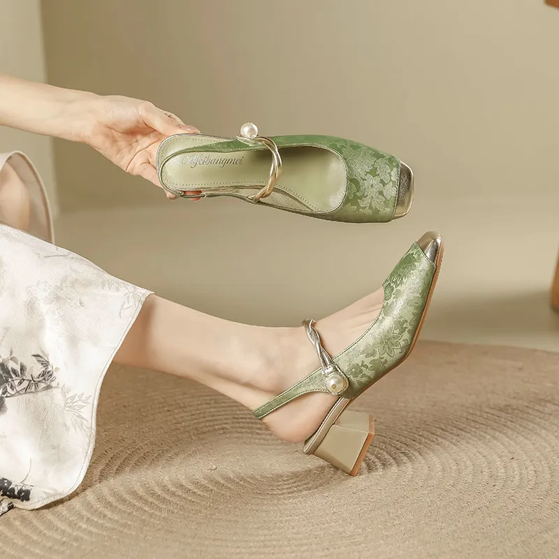 TATAYA High Heels Women's Champagne, Beige, Green-20