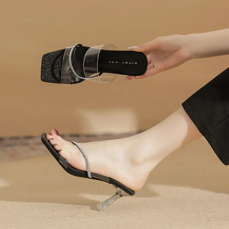 TATAYA Rubber Sole Rhinestone Abrasion Resistant Slide Slippers Women's-7