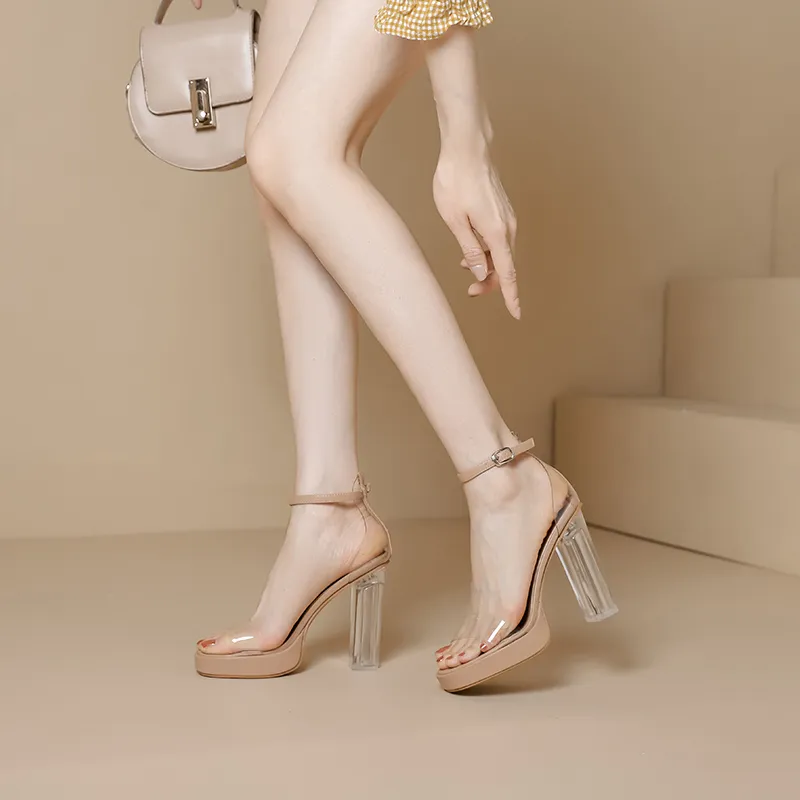 TATAYA One Strap Sandals 10cm Women's Nude-5