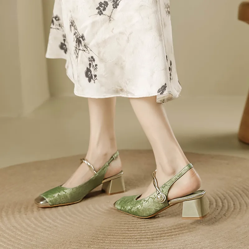 TATAYA High Heels Women's Champagne, Beige, Green-19