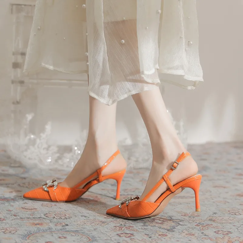 TATAYA High Heels Women's White, Orange-15