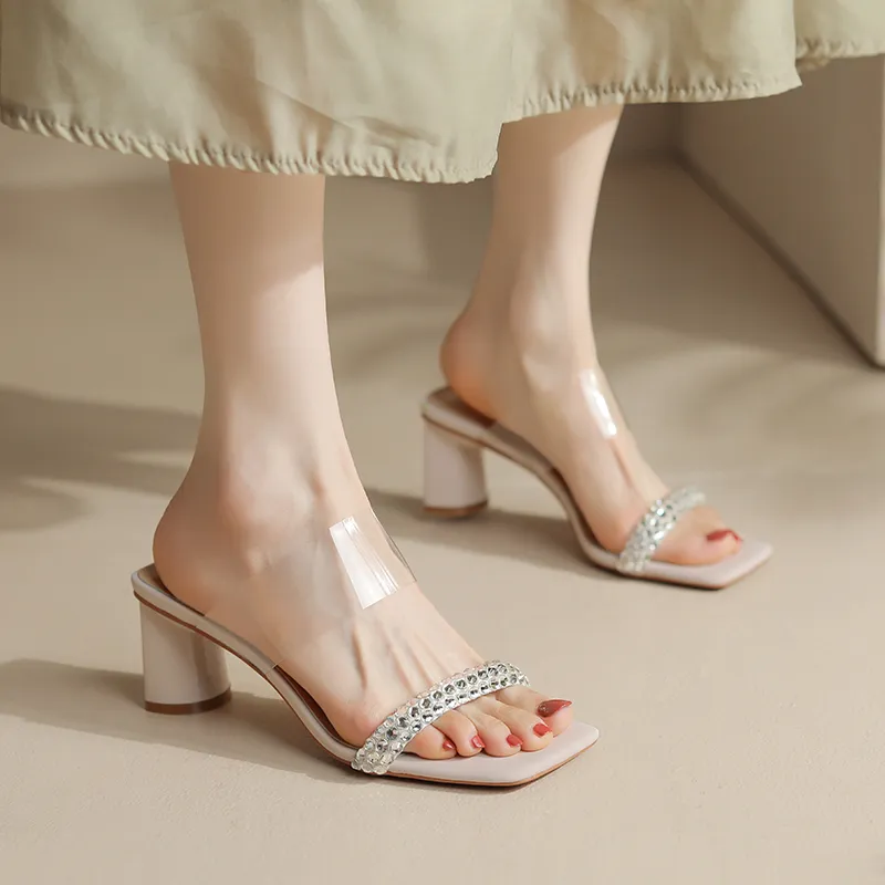 TATAYA Rubber Sole Rhinestone Slip Resistant Slide Slippers Women's-1