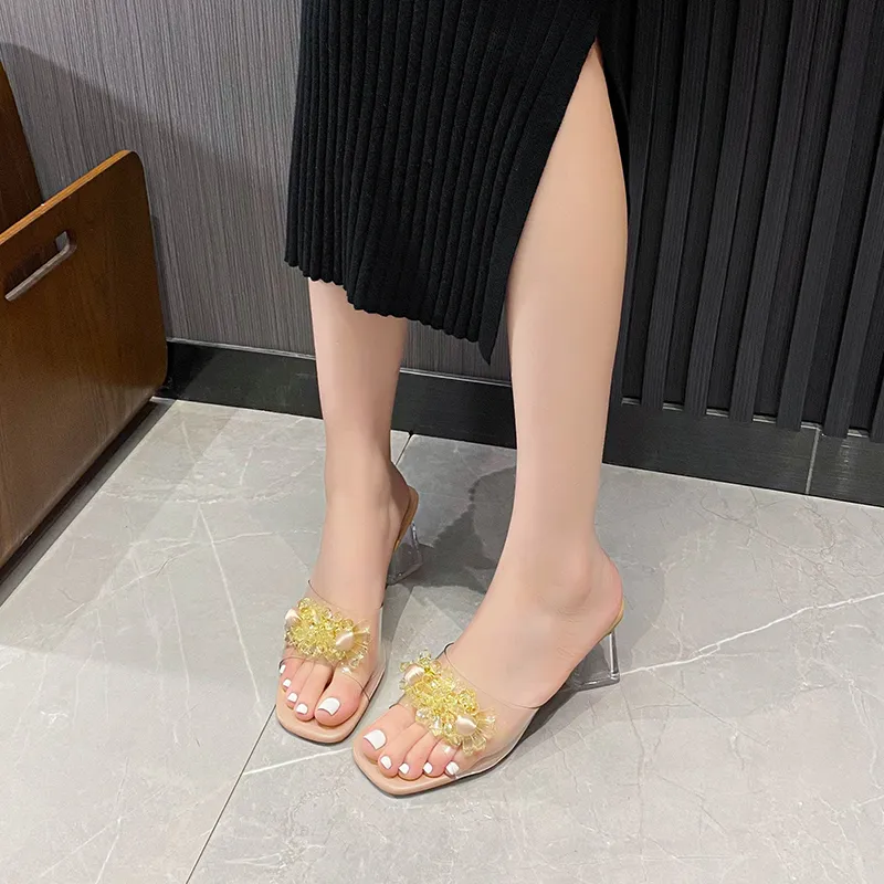 TATAYA Rubber Sole Abrasion Resistant Slide Slippers Women's Champagne-4