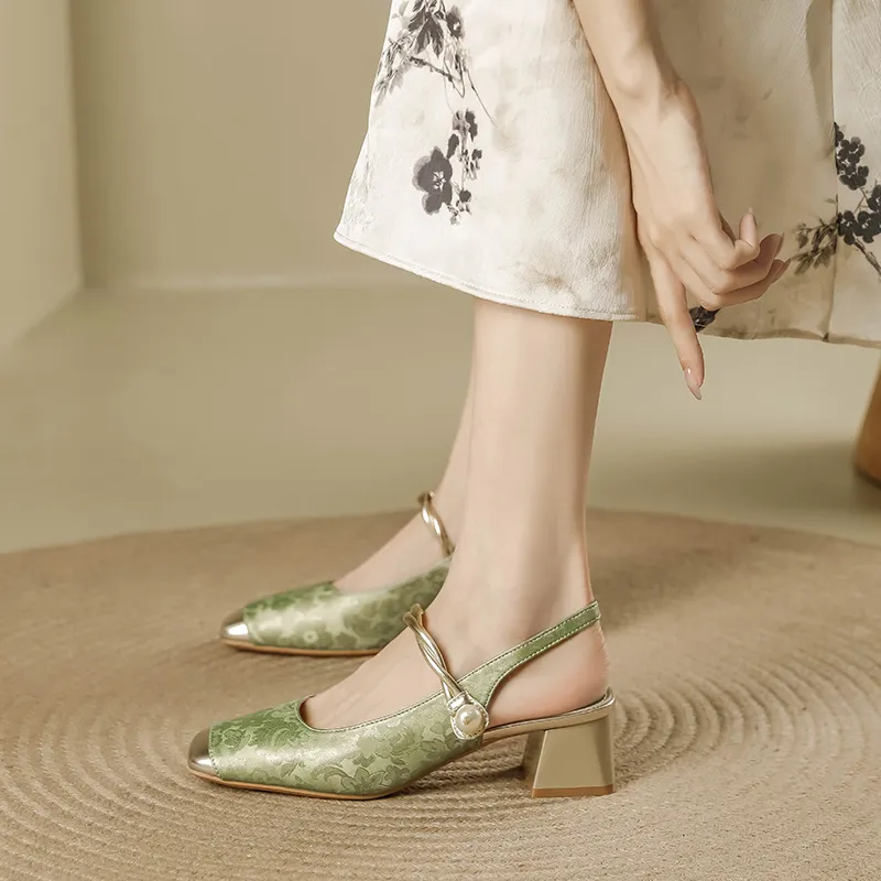 TATAYA High Heels Women's Champagne, Beige, Green-18