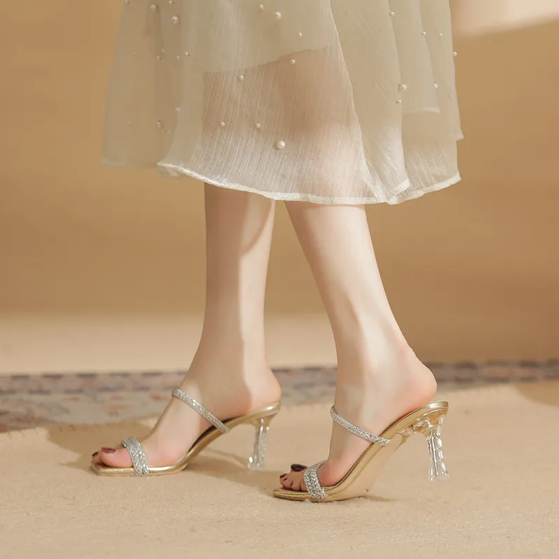 TATAYA Rubber Sole Rhinestone Abrasion Resistant Slide Slippers Women's-7
