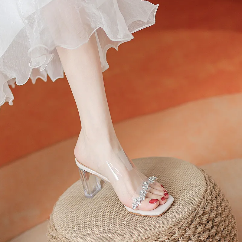 TATAYA Rubber Sole Rhinestone Abrasion Resistant Slide Slippers Women's-5