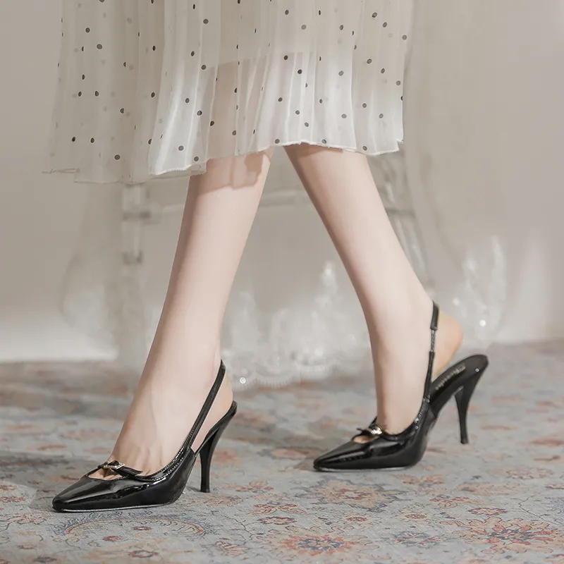 TATAYA Slim Heel High Heels 9cm Women's Black-4