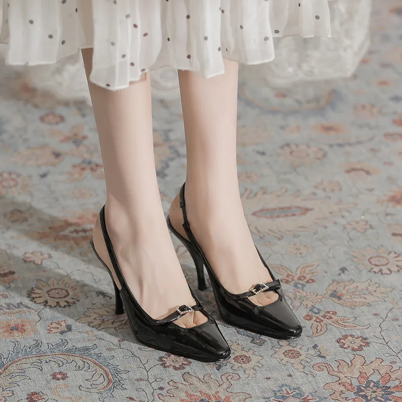 TATAYA Slim Heel High Heels 9cm Women's Black-3