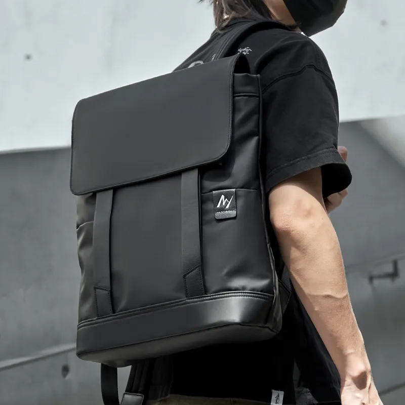 MOYYI PVC Backpack Large Size Unisex Black-6