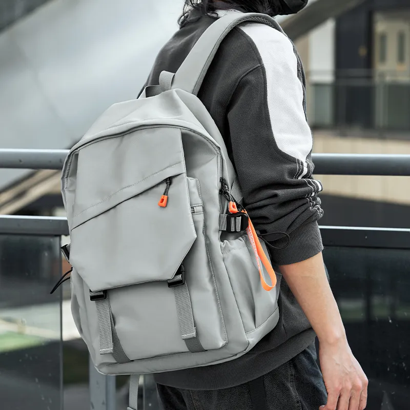MOYYI Oxford Backpack Large Size Unisex Gray/Black-4