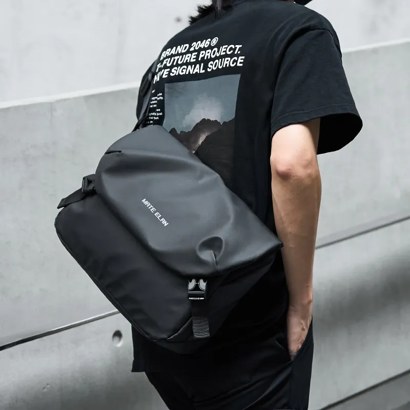 MOYYI PVC Messenger Bag, Shoulder Bag, Crossbody Bag Tubas Unisex Black-7
