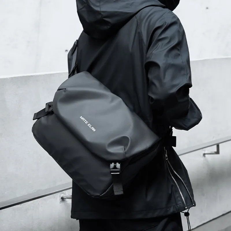 MOYYI PVC Messenger Bag, Shoulder Bag, Crossbody Bag Tubas Unisex Black-5