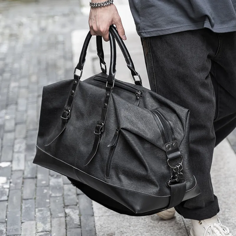 MOYYI Canvas Travel Bag 39L Men's Gray, Black-4