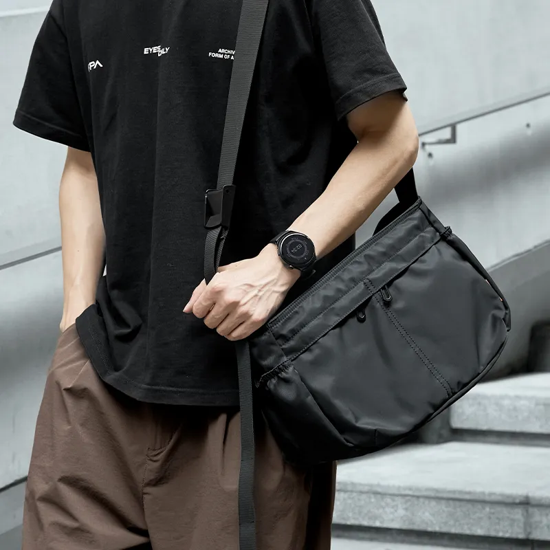 MOYYI Oxford Crossbody Bag Large Size Unisex Black-4