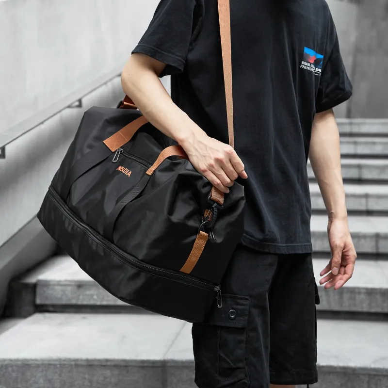 MOYYI Oxford Travel Bag Large Size Unisex Black/Khaki-6