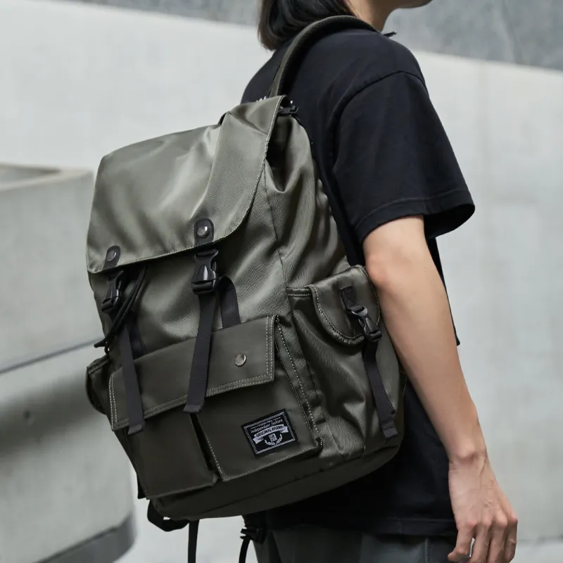 MOYYI Oxford Backpack Men's Dark Green Black Gray-5