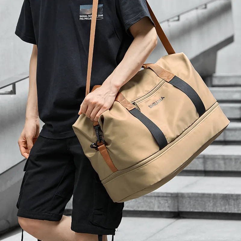 MOYYI Oxford Travel Bag Large Size Unisex Black/Khaki-14