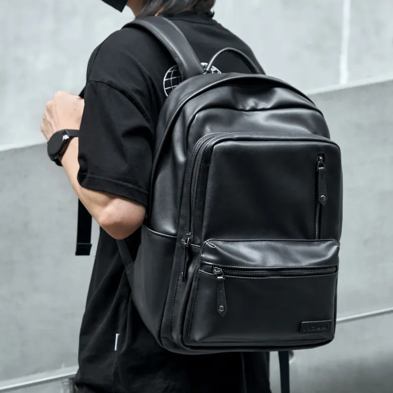 MOYYI PVC Backpack Unisex Black-4