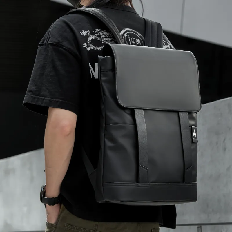 MOYYI PVC Backpack Large Size Unisex Black-5