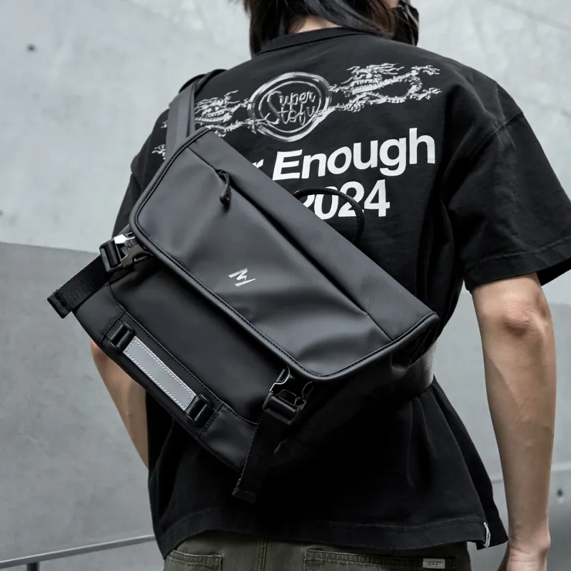 MOYYI PVC Messenger Bag Crossbody Bags Men's Black-4