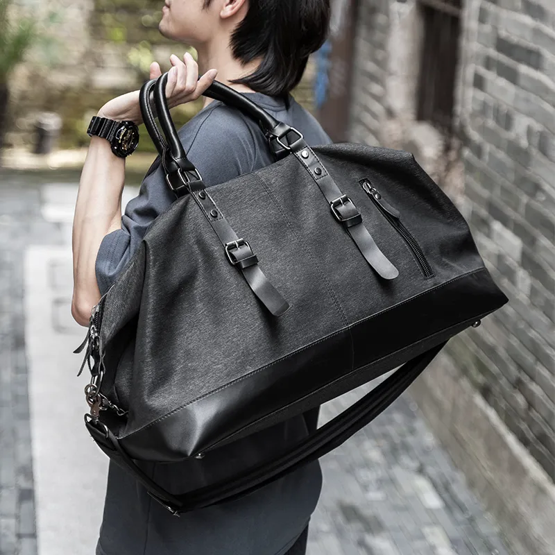 MOYYI Canvas Travel Bag 39L Men's Gray, Black-2