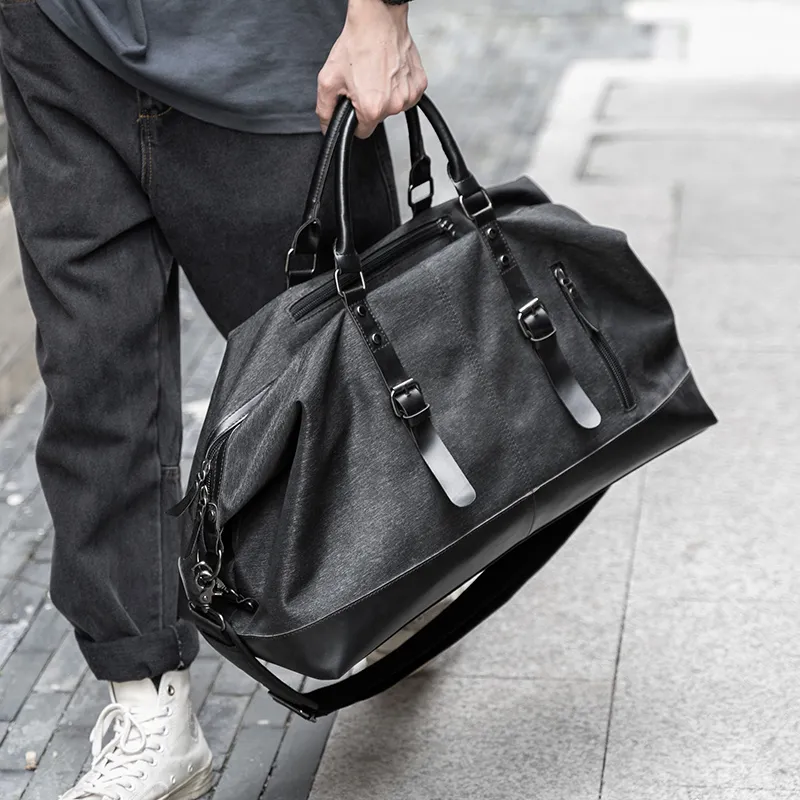 MOYYI Canvas Travel Bag 39L Men's Gray, Black-5