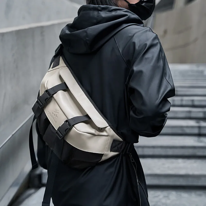 MOYYI Oxford Men's Shoulder Bag Unisex Milk Tea White/Black-3