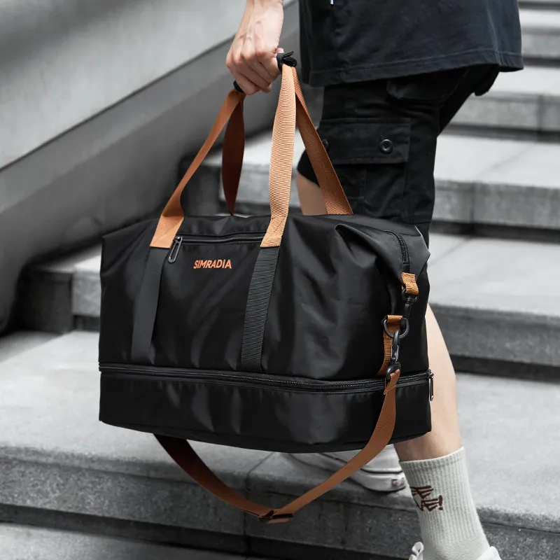 MOYYI Oxford Travel Bag Large Size Unisex Black/Khaki-4