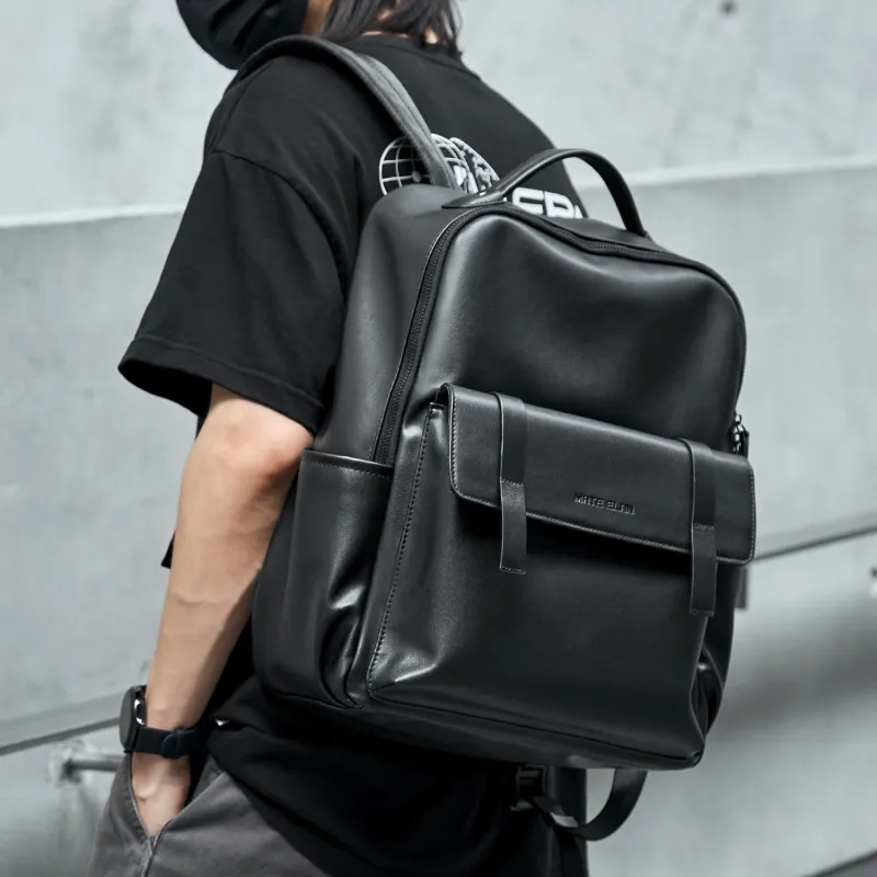 MOYYI PVC Laptop Backpack Large Size Unisex Black-5