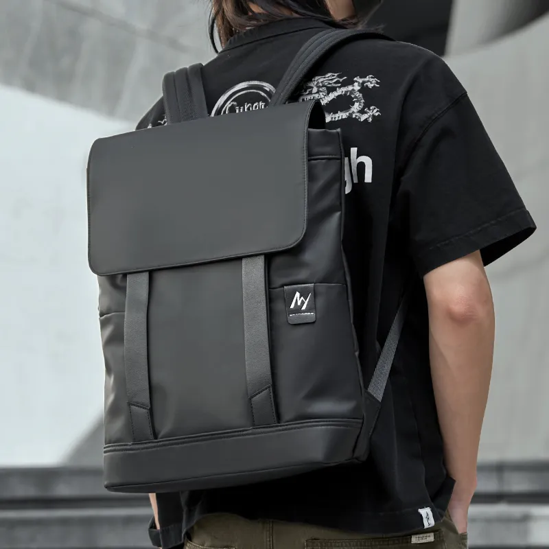 MOYYI PVC Backpack Large Size Unisex Black-7