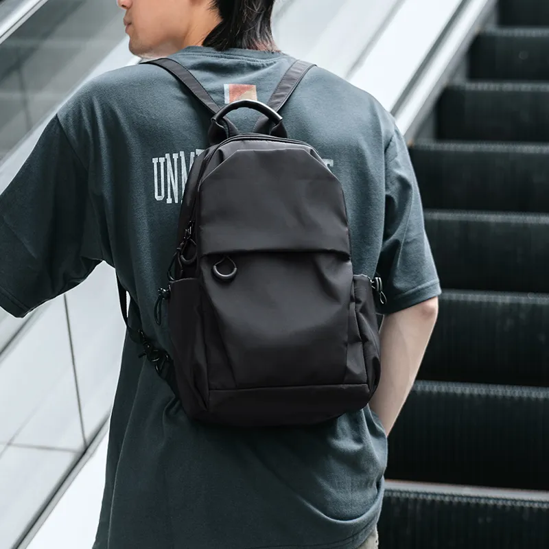 MOYYI Oxford Mini Backpack Regular Unisex Black/Khaki-5