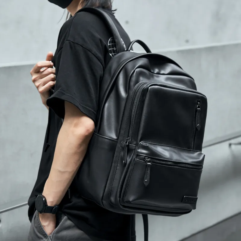 MOYYI PVC Backpack Unisex Black-6