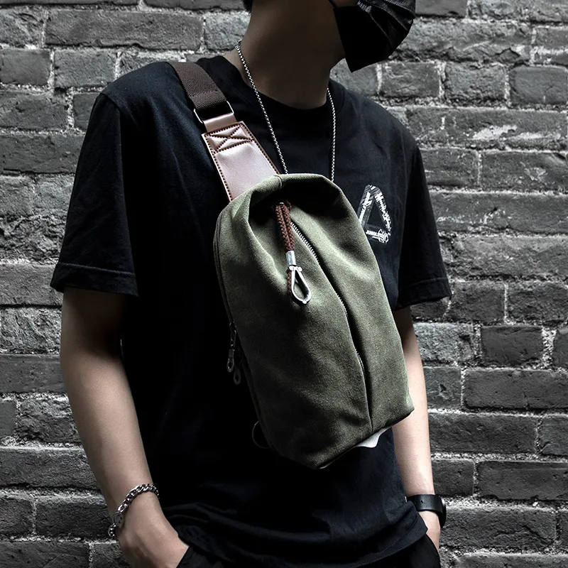 MOYYI Canvas Bag Sling Bag Small Size Men's Gray Smoke Cyan-3