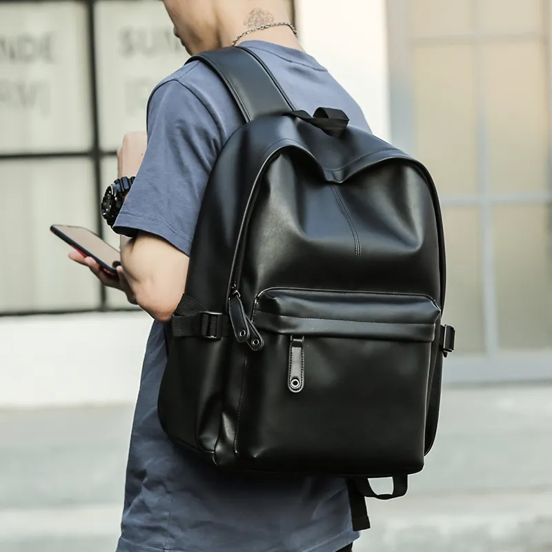 MOYYI Pvc Backpack Large Size Unisex Black-3
