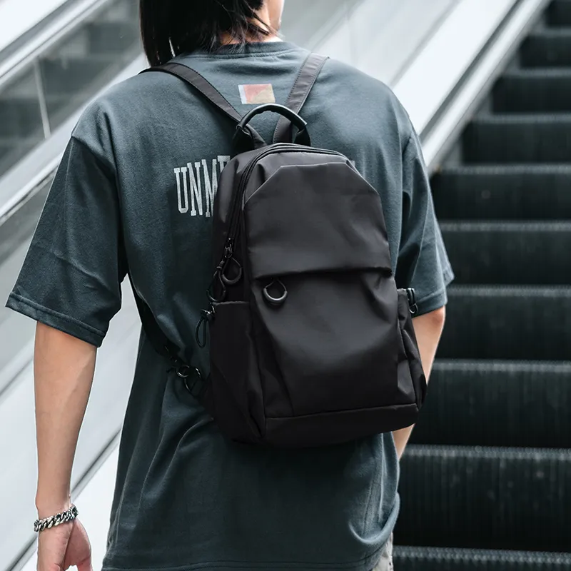 MOYYI Oxford Mini Backpack Regular Unisex Black/Khaki-8