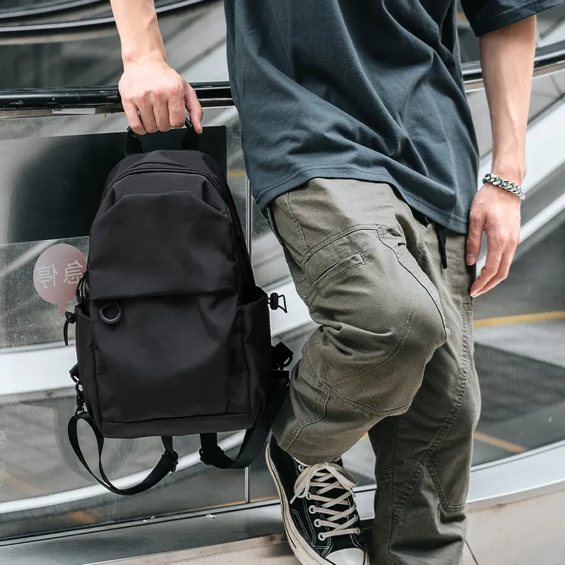 MOYYI Oxford Mini Backpack Regular Unisex Black/Khaki-4