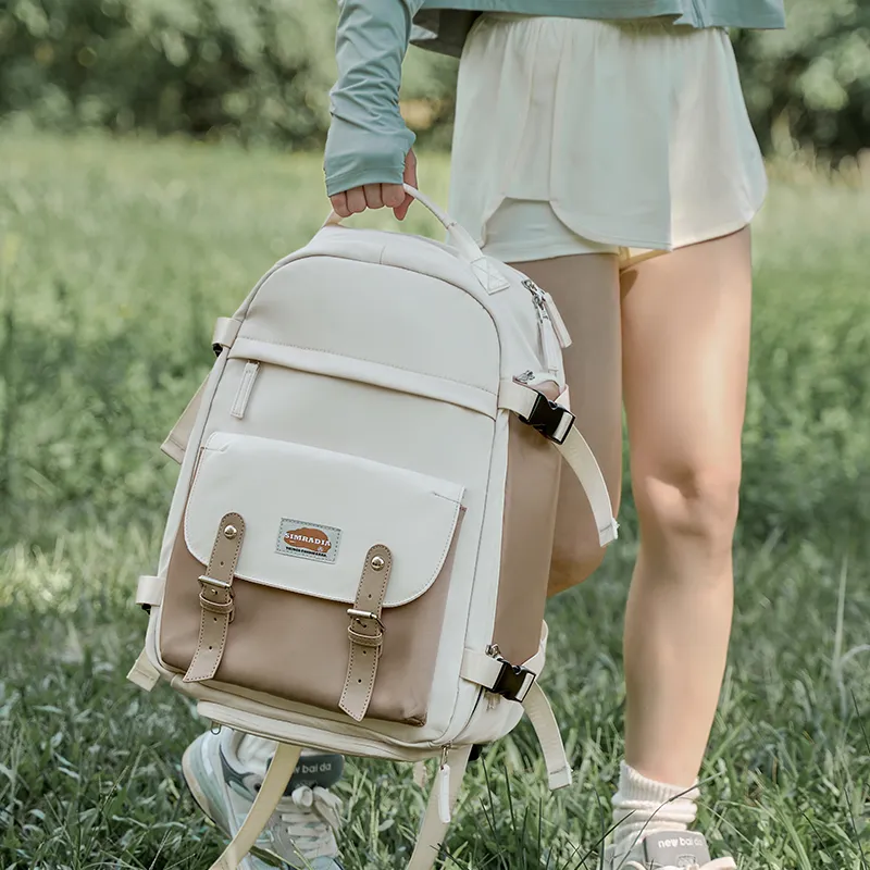 MOYYI Oxford Backpack Laptop Bag Unisex Milk Tea-3