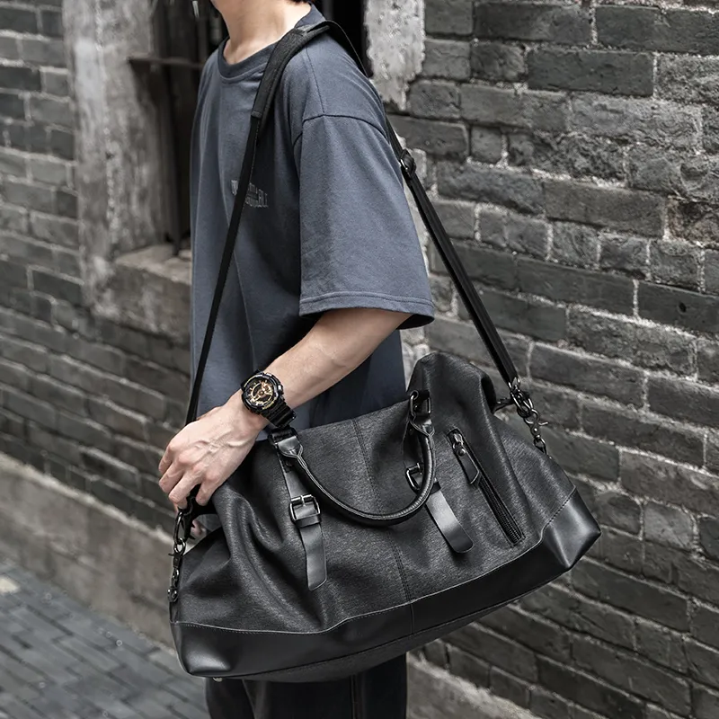 MOYYI Canvas Travel Bag 39L Men's Gray, Black-6