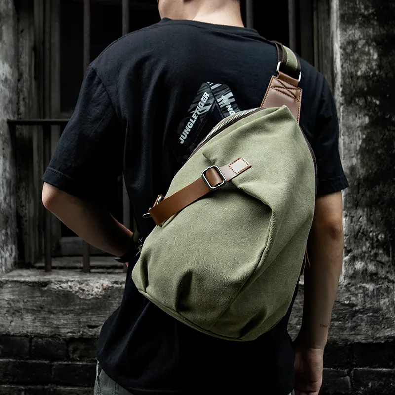 MOYYI Canvas Bag Sling Bag Large Size Unisex Gray, Smoke Cyan-4