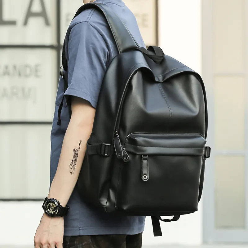 MOYYI Pvc Backpack Large Size Unisex Black-4