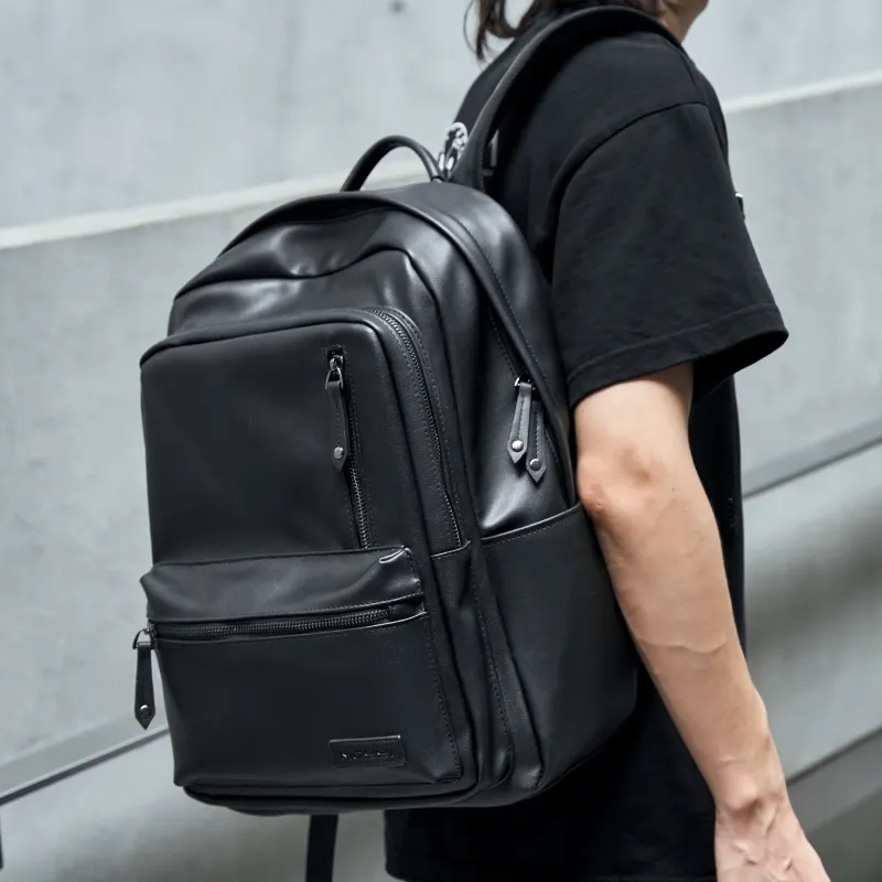 MOYYI PVC Backpack Unisex Black-5