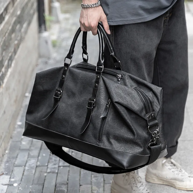 MOYYI Canvas Travel Bag 39L Men's Gray, Black-3