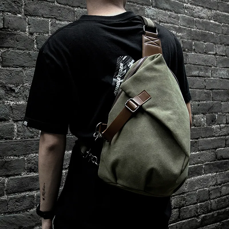 MOYYI Canvas Bag Sling Bag Large Size Unisex Gray, Smoke Cyan-2