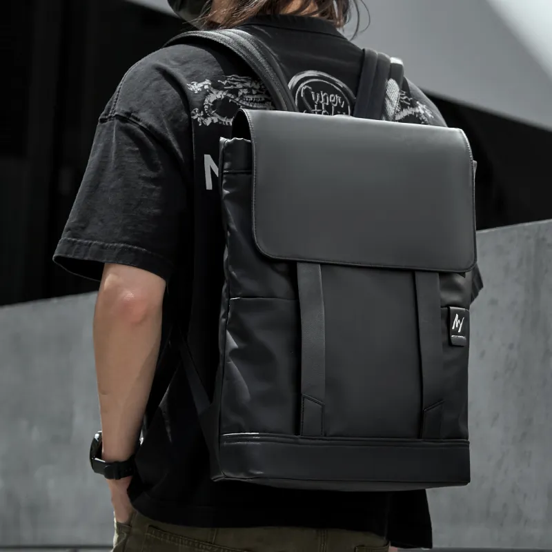 MOYYI PVC Backpack Large Size Unisex Black-4