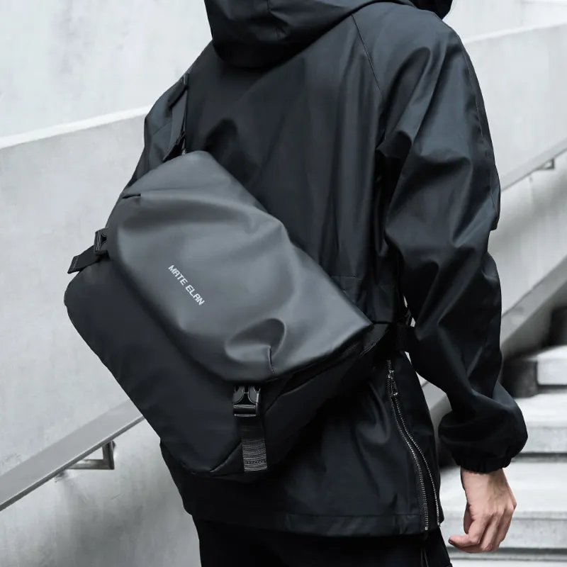 MOYYI PVC Messenger Bag, Shoulder Bag, Crossbody Bag Tubas Unisex Black-4