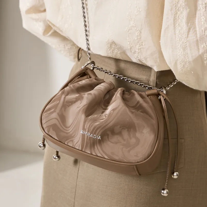 MOYYI Synthetic Leather Cloud Bag, Crossbody Bag, Shoulder Bag Women's Silver/Tofu Dry Color-9